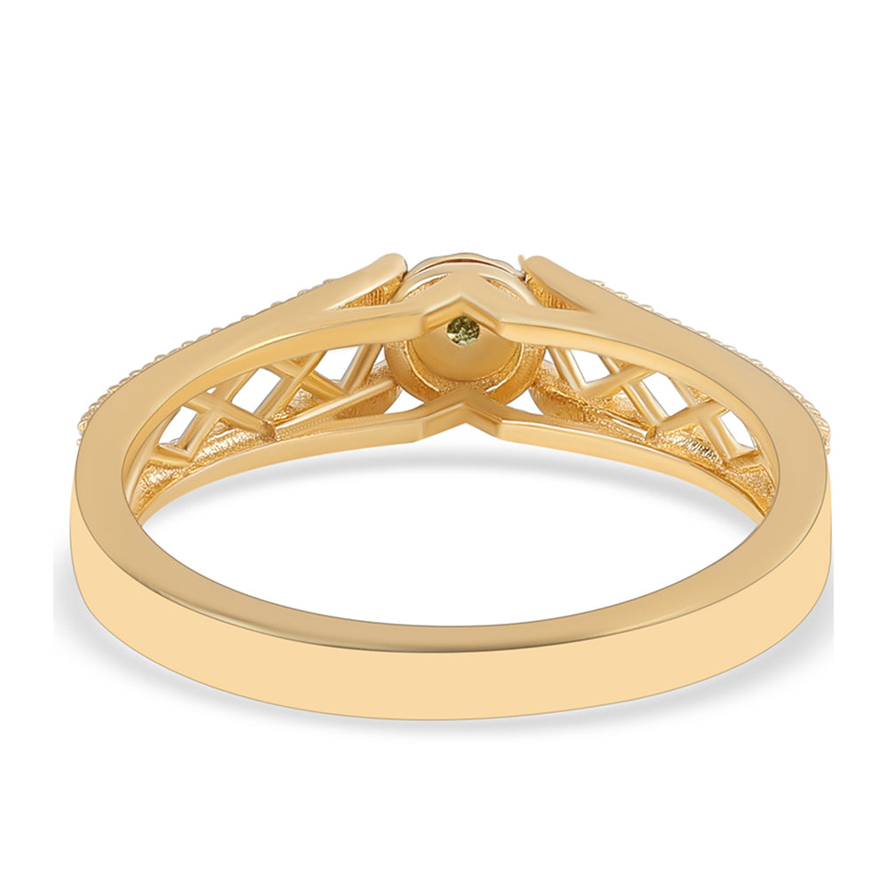 Inel din Argint 925 Placat cu Aur ( 3.36 grame ) cu Diamant Verde 0.01 Carate
