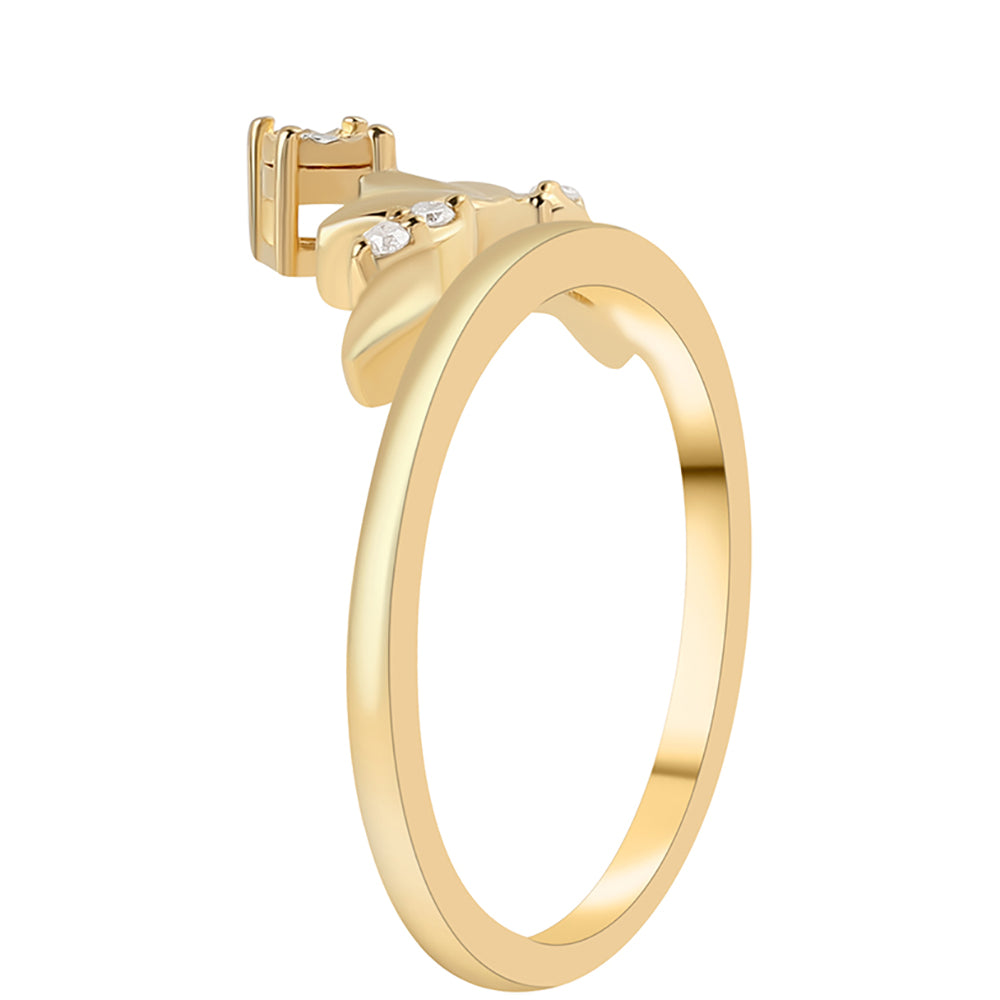 Inel din Argint 925 Placat cu Aur ( 2.54 grame ) cu Diamant Verde și Diamant Alb 0.05 Carate 2 