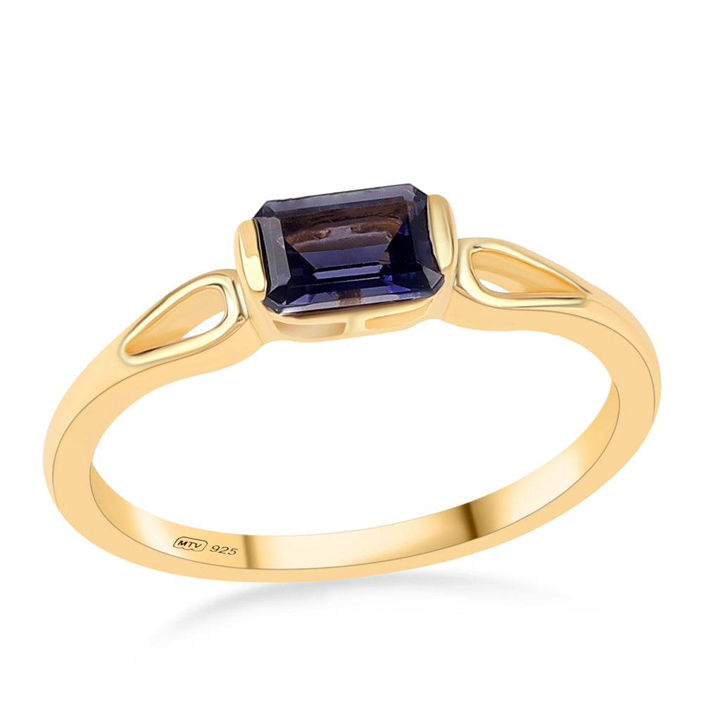 Inel din Argint 925 Placat cu Aur ( 1.62 grame ) cu Iolit 0.53 Carate 1 