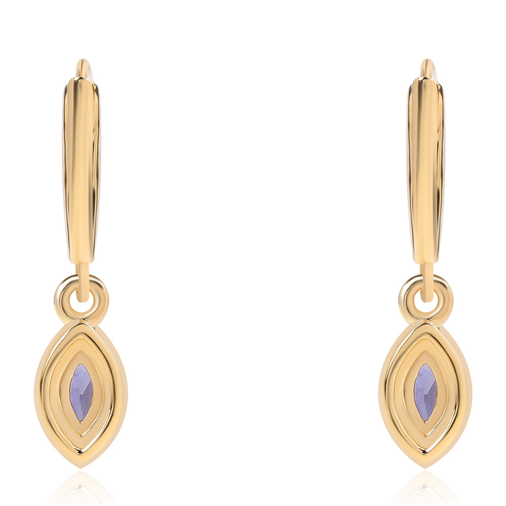 Cercei din Argint 925 Placat cu Aur ( 2.51 grame ) cu Iolit și Topaz Alb 0.52 Carate