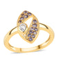 Inel din Argint 925 Placat cu Aur ( 3.02 grame ) cu Iolit și Topaz Alb 0.51 Carate