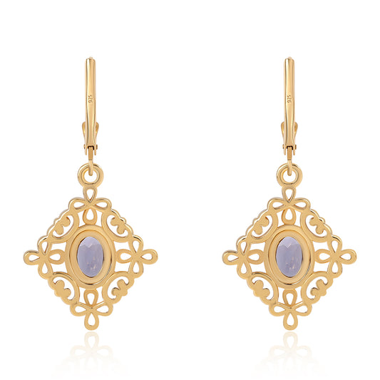 Cercei din Argint 925 Placat cu Aur ( 5.38 grame ) cu Iolit 1.3 Carate
