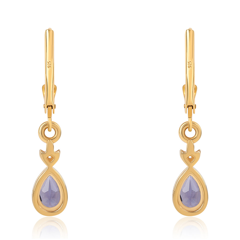 Cercei din Argint 925 Placat cu Aur ( 1.83 grame ) cu Iolit 0.68 Carate 2 