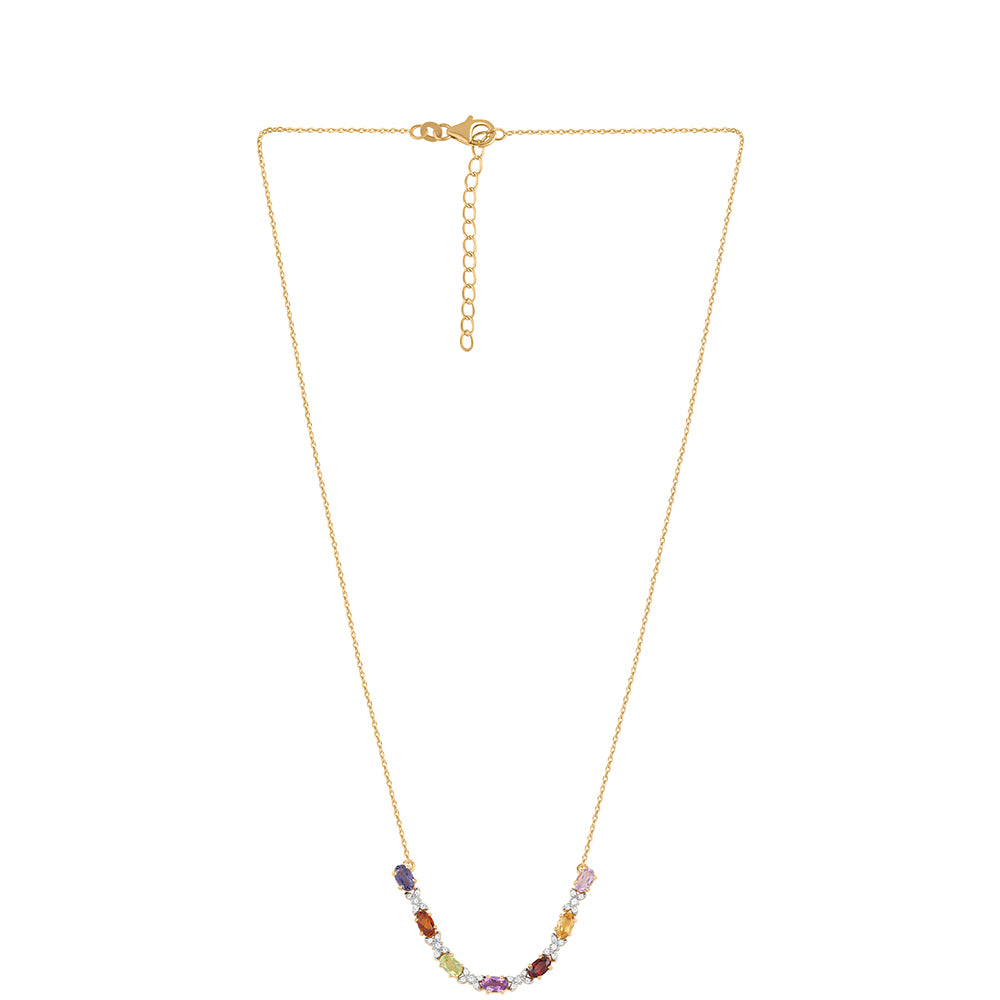 Colier din Argint 925 Placat cu Aur ( 4.02 grame ) cu Ametist Rose de France și Citrin 1.79 Carate 2 