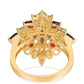 Inel din Argint 925 Placat cu Aur ( 4.91 grame ) cu Granat Roșu și Peridot 4.66 Carate