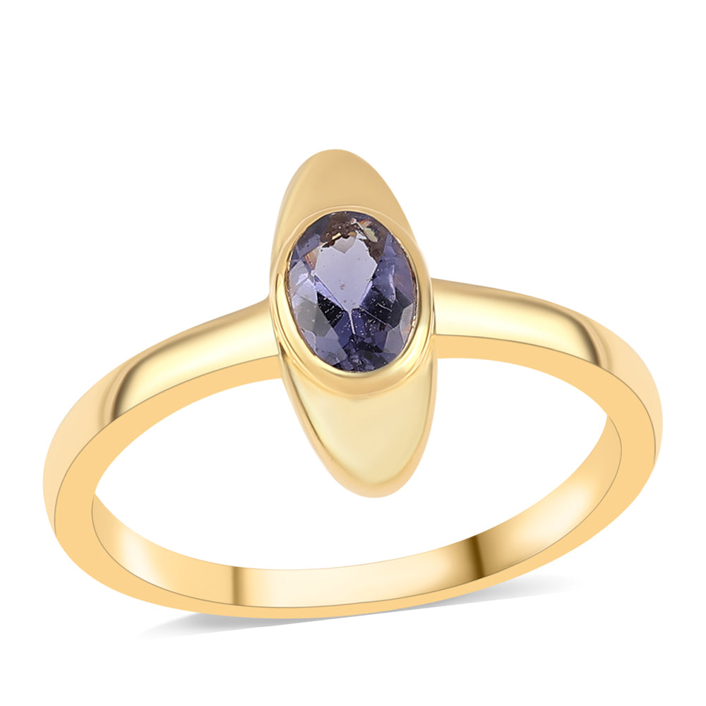 Inel din Argint 925 Placat cu Aur ( 2.37 grame ) cu Iolit 0.43 Carate 1 