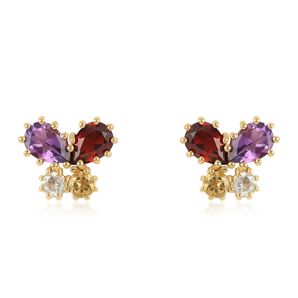 Cercei din Argint 925 Placat cu Aur ( 2.03 grame ) cu Ametist African și Citrin 2.16 Carate