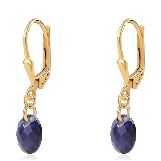 Cercei din Argint 925 Placat cu Aur ( 0.83 grame ) cu Iolit 2.8 Carate