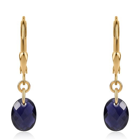 Cercei din Argint 925 Placat cu Aur ( 0.83 grame ) cu Iolit 2.8 Carate