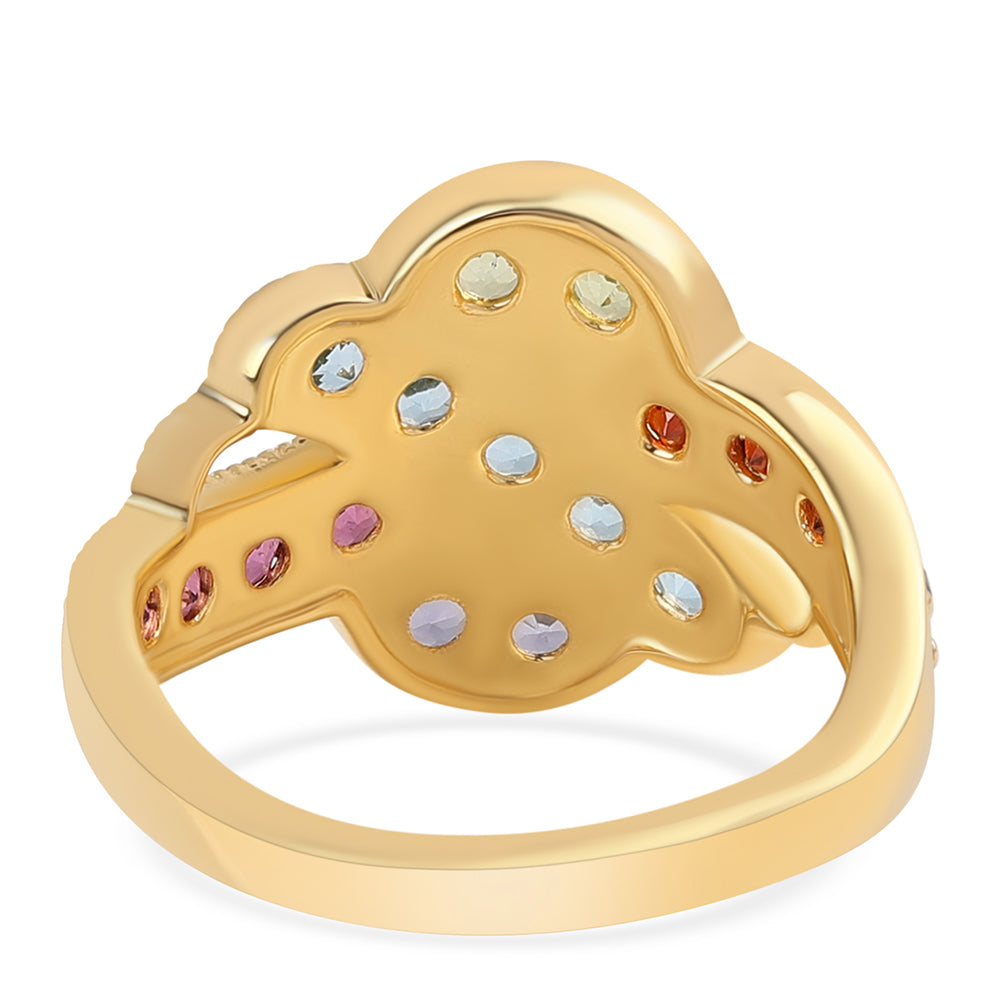 Inel din Argint 925 Placat cu Aur ( 4.19 grame ) cu Granat Roșu și Peridot 2.08 Carate 2 