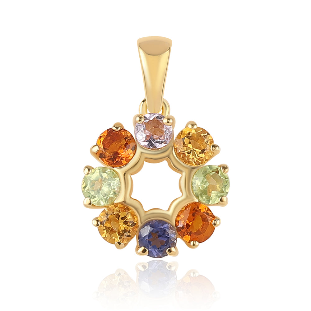 Pandantiv din Argint 925 Placat cu Aur ( 1.17 grame ) cu Ametist Rose de France și Peridot 0.92 Carate