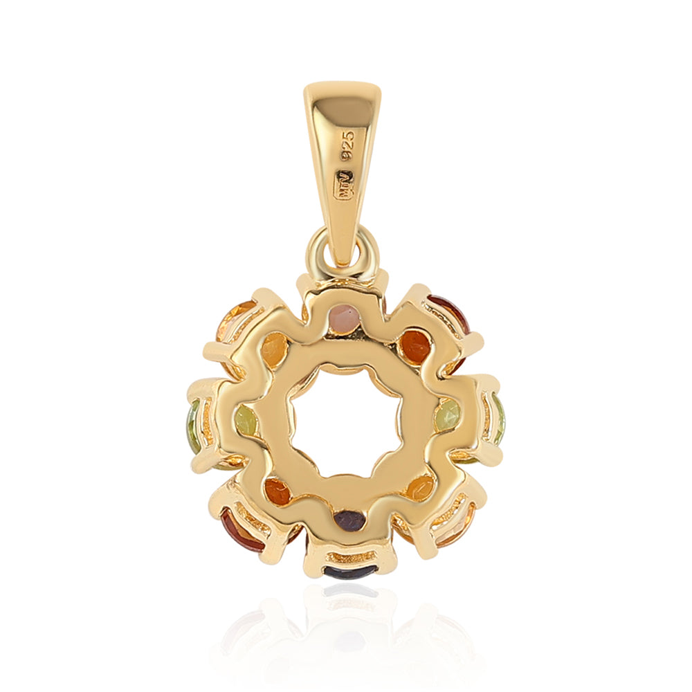 Pandantiv din Argint 925 Placat cu Aur ( 1.17 grame ) cu Ametist Rose de France și Peridot 0.92 Carate 2 