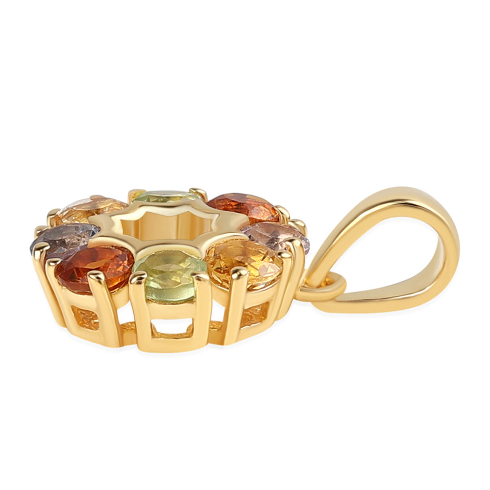 Pandantiv din Argint 925 Placat cu Aur ( 1.17 grame ) cu Ametist Rose de France și Peridot 0.92 Carate 3 