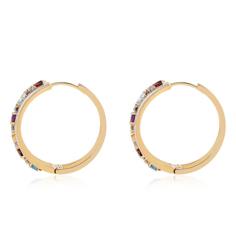 Cercei din Argint 925 Placat cu Aur ( 10.83 grame ) cu Granat Roșu și Citrin 3.53 Carate 2 