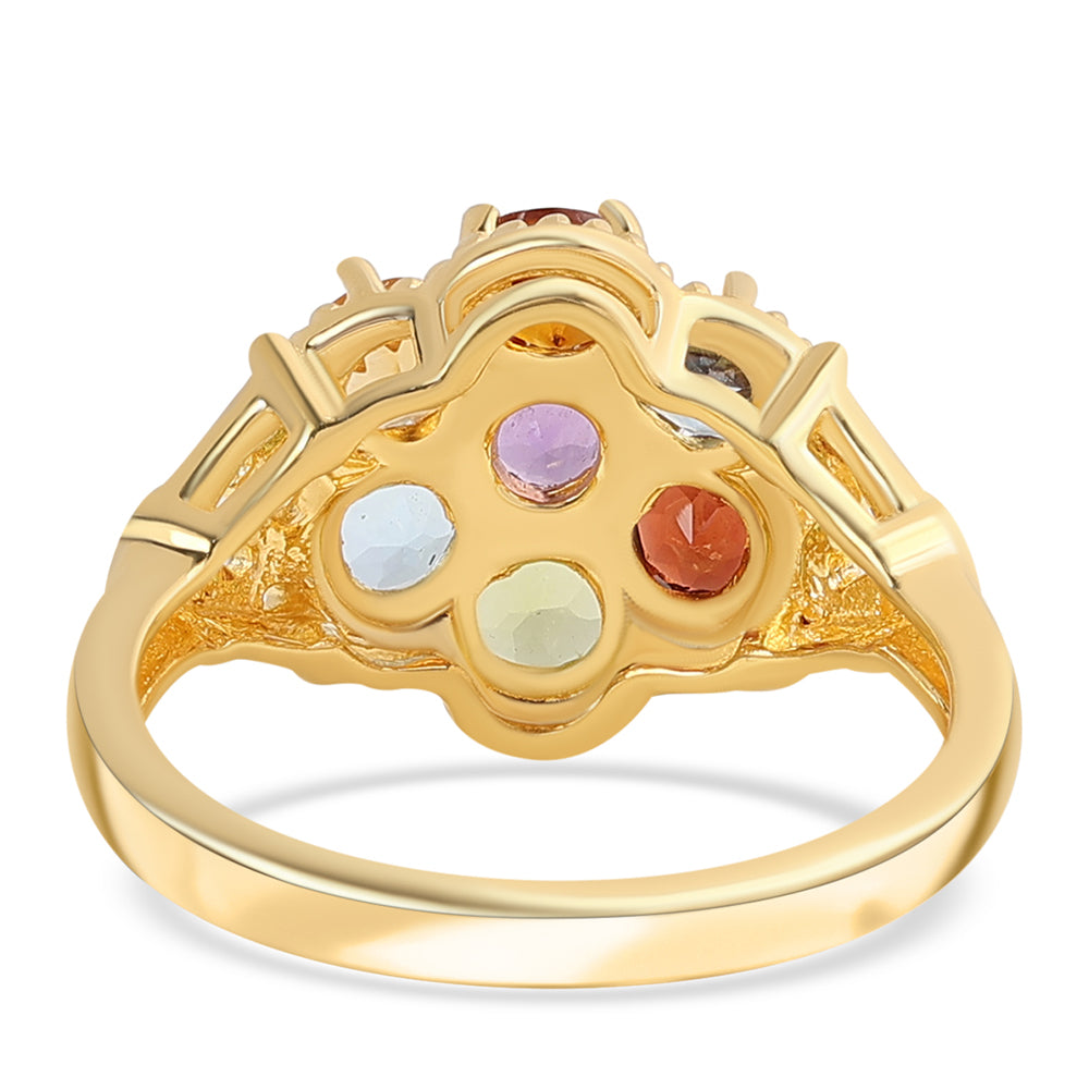 Inel din Argint 925 Placat cu Aur ( 3.63 grame ) cu Granat Roșu și Citrin 1.86 Carate 2 