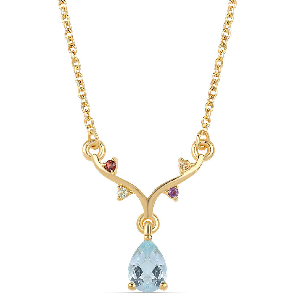 Colier din Argint 925 Placat cu Aur ( 2.84 grame ) cu Granat Roșu și Peridot 0.88 Carate