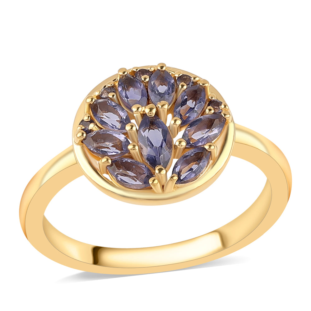 Inel din Argint 925 Placat cu Aur ( 2.79 grame ) cu Iolit 0.79 Carate