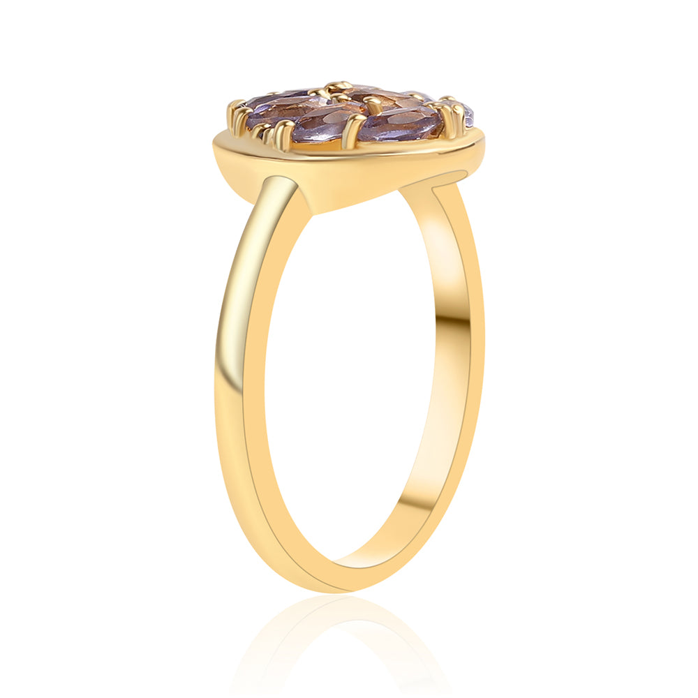 Inel din Argint 925 Placat cu Aur ( 2.79 grame ) cu Iolit 0.79 Carate