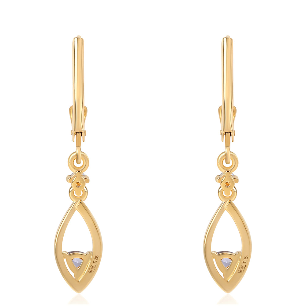 Cercei din Argint 925 Placat cu Aur ( 1.92 grame ) cu Iolit și Topaz Alb 0.37 Carate
