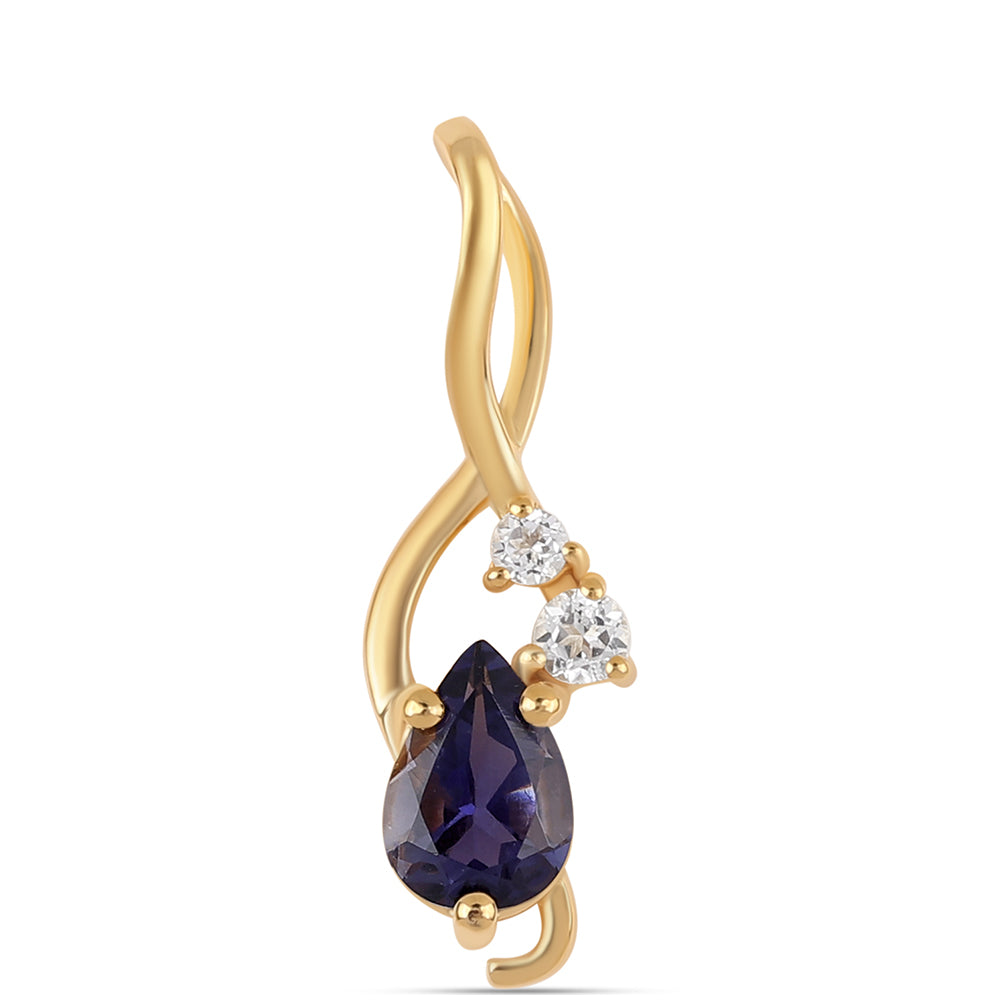 Pandantiv din Argint 925 Placat cu Aur ( 0.85 grame ) cu Iolit și Topaz Alb 0.81 Carate 1 