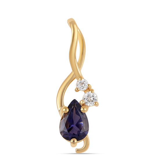 Pandantiv din Argint 925 Placat cu Aur ( 0.85 grame ) cu Iolit și Topaz Alb 0.81 Carate