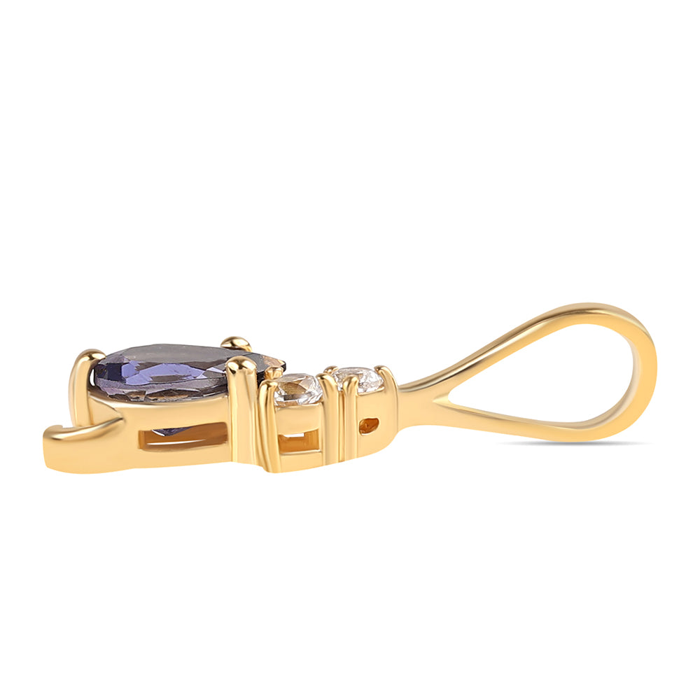 Pandantiv din Argint 925 Placat cu Aur ( 0.85 grame ) cu Iolit și Topaz Alb 0.81 Carate 2 