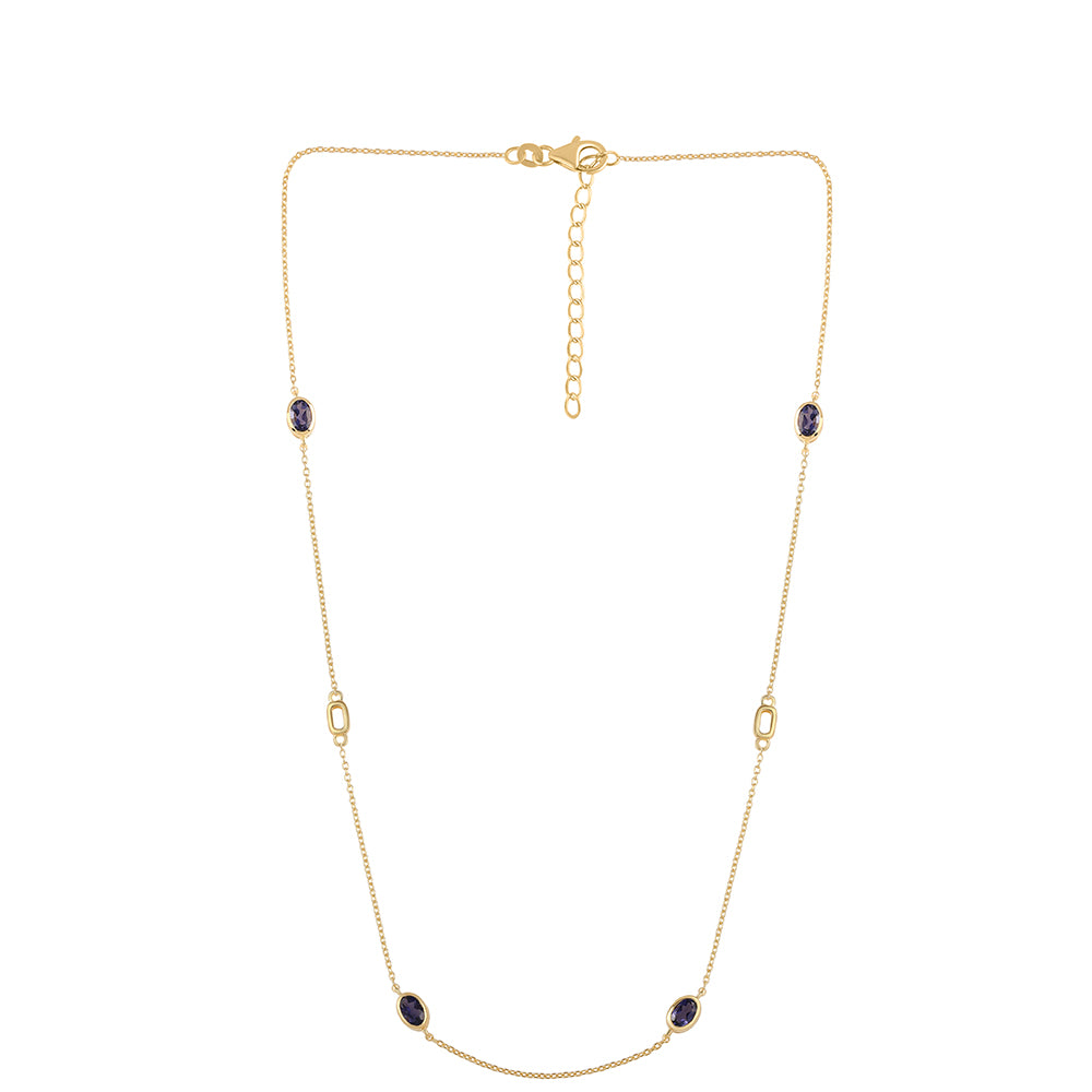 Colier din Argint 925 Placat cu Aur ( 4.08 grame ) cu Iolit 1.6 Carate 1 