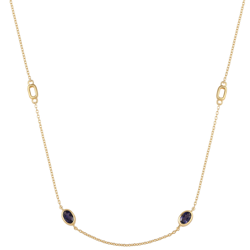 Colier din Argint 925 Placat cu Aur ( 4.08 grame ) cu Iolit 1.6 Carate 3 