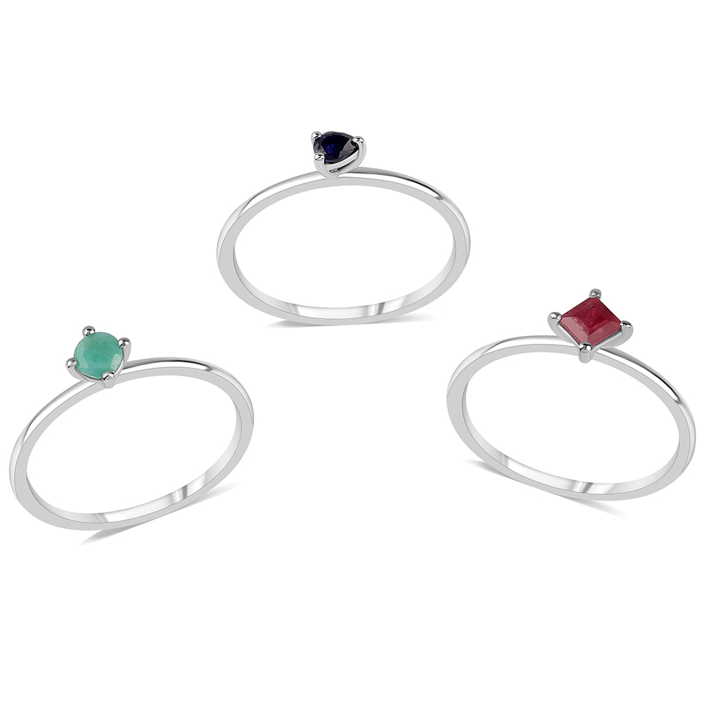 Set din Argint 925 ( 4.5 grame ) cu Rubin Thailandez și Smarald Brazilian 1.05 Carate ( Inel ) 1 