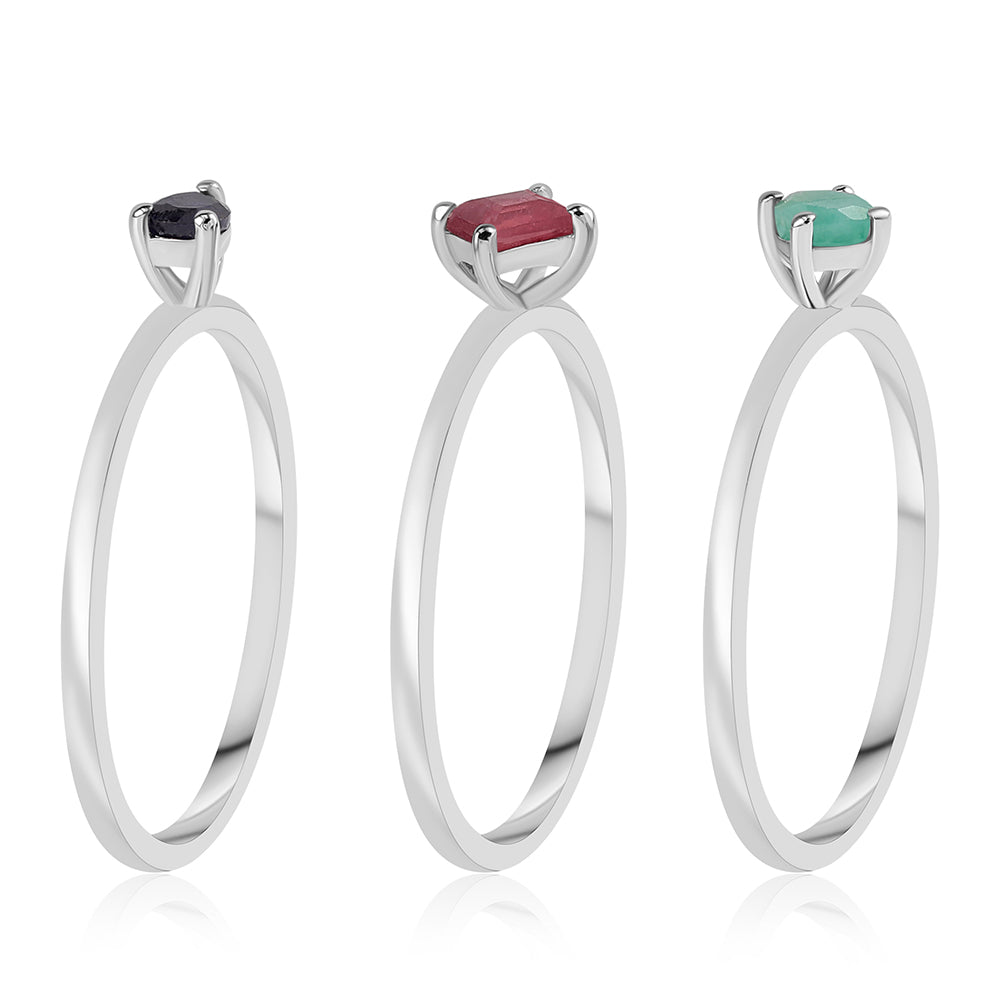 Set din Argint 925 ( 4.5 grame ) cu Rubin Thailandez și Smarald Brazilian 1.05 Carate ( Inel ) 3 