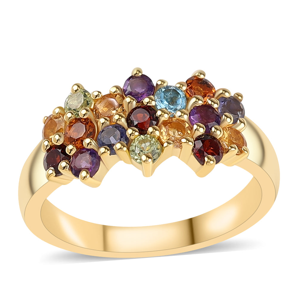 Inel din Argint 925 Placat cu Aur ( 3.87 grame ) cu Ametist African și Granat Roșu 1.21 Carate 1 