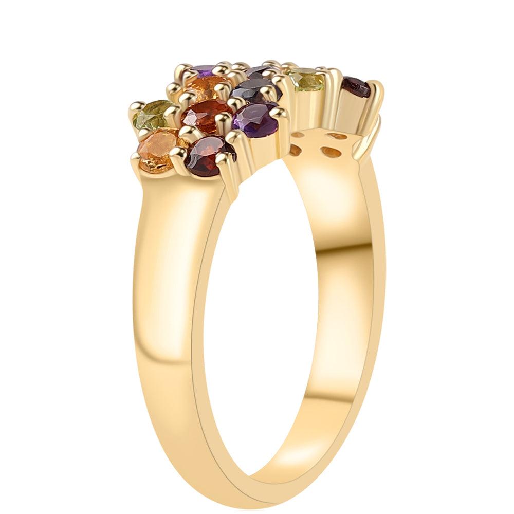 Inel din Argint 925 Placat cu Aur ( 3.87 grame ) cu Ametist African și Granat Roșu 1.21 Carate 3 