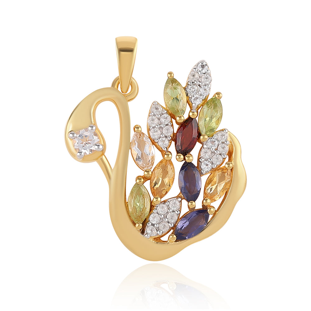 Pandantiv din Argint 925 Placat cu Aur ( 3.58 grame ) cu Peridot și Citrin 1.84 Carate