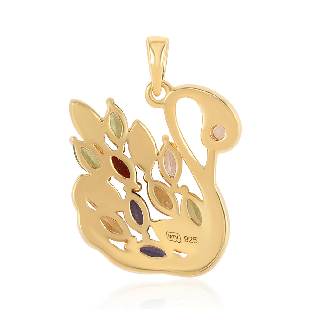 Pandantiv din Argint 925 Placat cu Aur ( 3.58 grame ) cu Peridot și Citrin 1.84 Carate 2 