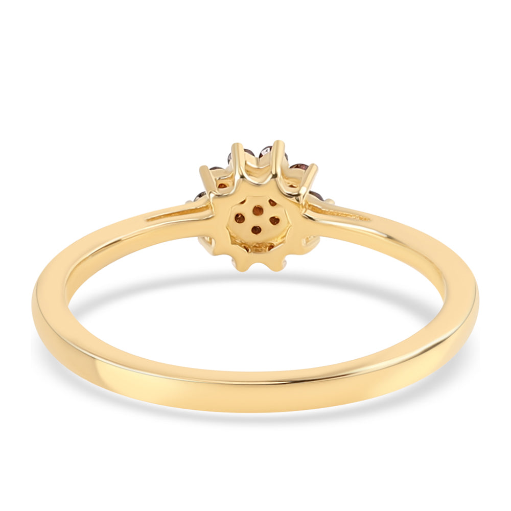 Inel din Argint 925 Placat cu Aur ( 1.88 grame ) cu Diamant Roșu 0.15 Carate 6 