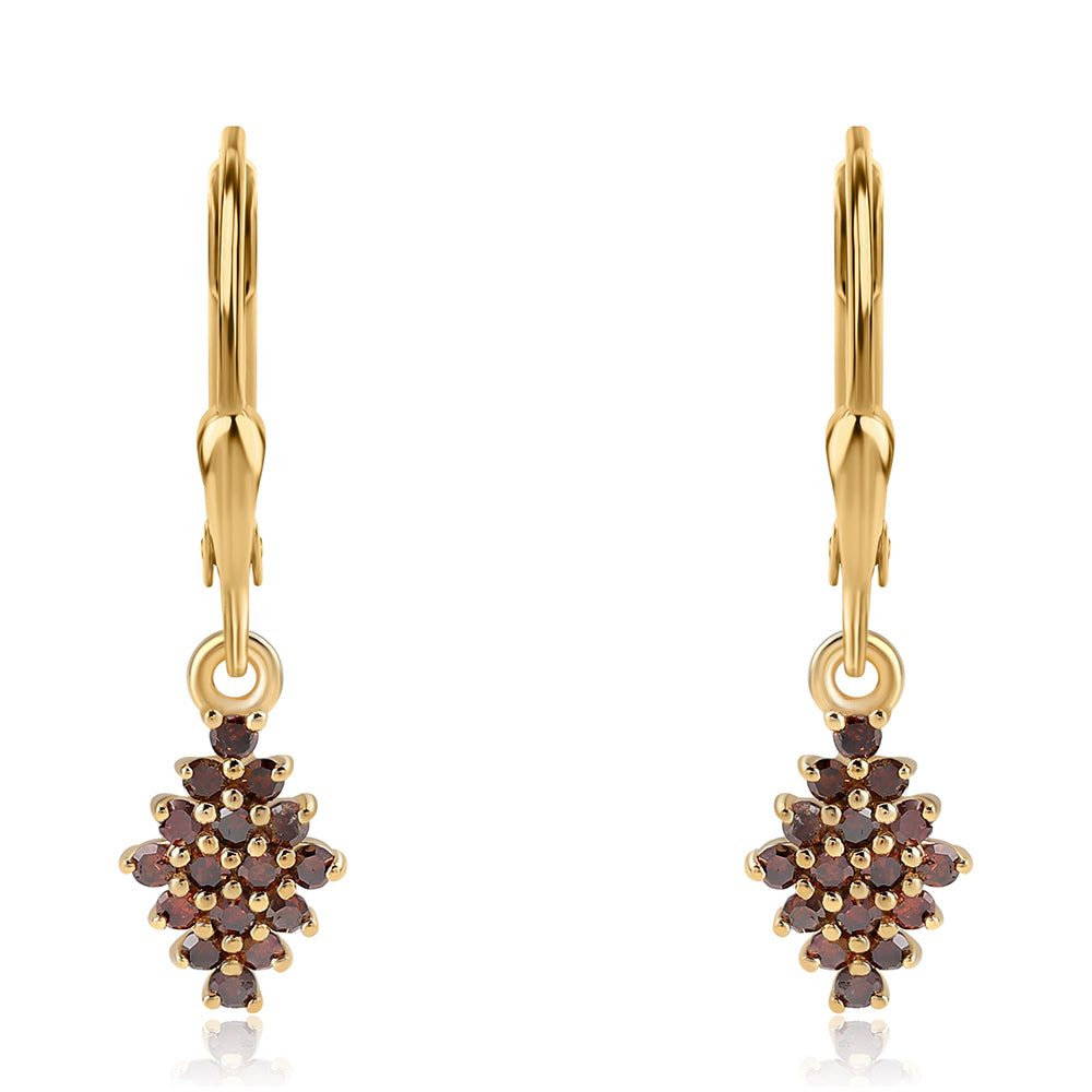 Cercei din Argint 925 Placat cu Aur ( 1.37 grame ) cu Diamant Roșu 0.37 Carate 4 