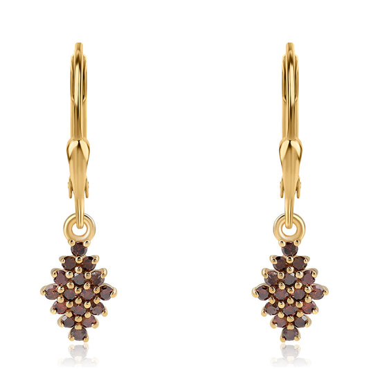 Cercei din Argint 925 Placat cu Aur ( 1.37 grame ) cu Diamant Roșu 0.37 Carate