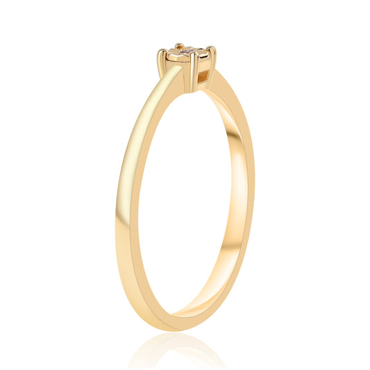 Inel din Argint 925 Placat cu Aur ( 1.85 grame ) cu Diamant Roșu 0.01 Carate