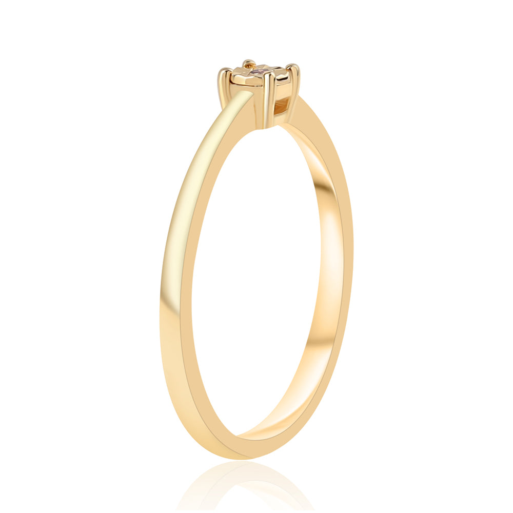 Inel din Argint 925 Placat cu Aur ( 1.85 grame ) cu Diamant Roșu 0.01 Carate