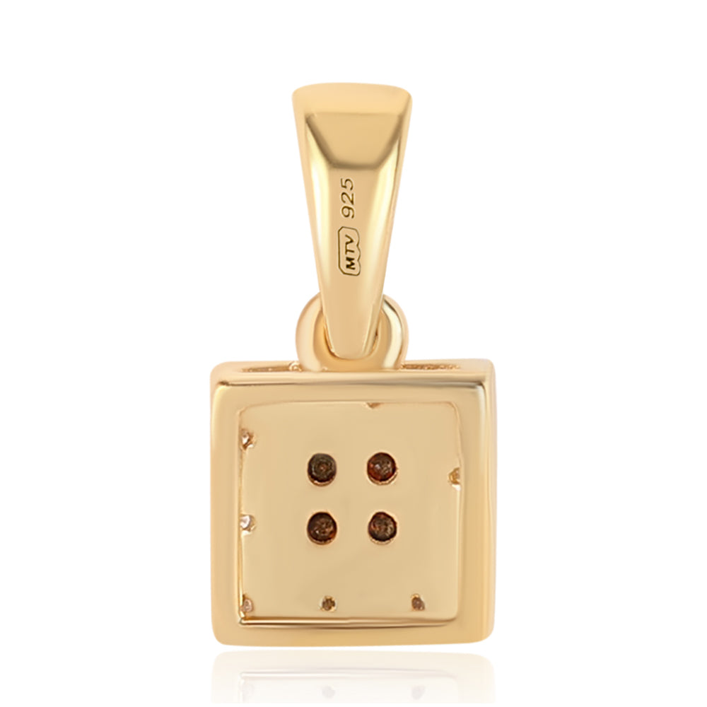 Pandantiv din Argint 925 Placat cu Aur ( 0.95 grame ) cu Diamant Roșu și Diamant Alb 0.09 Carate 6 