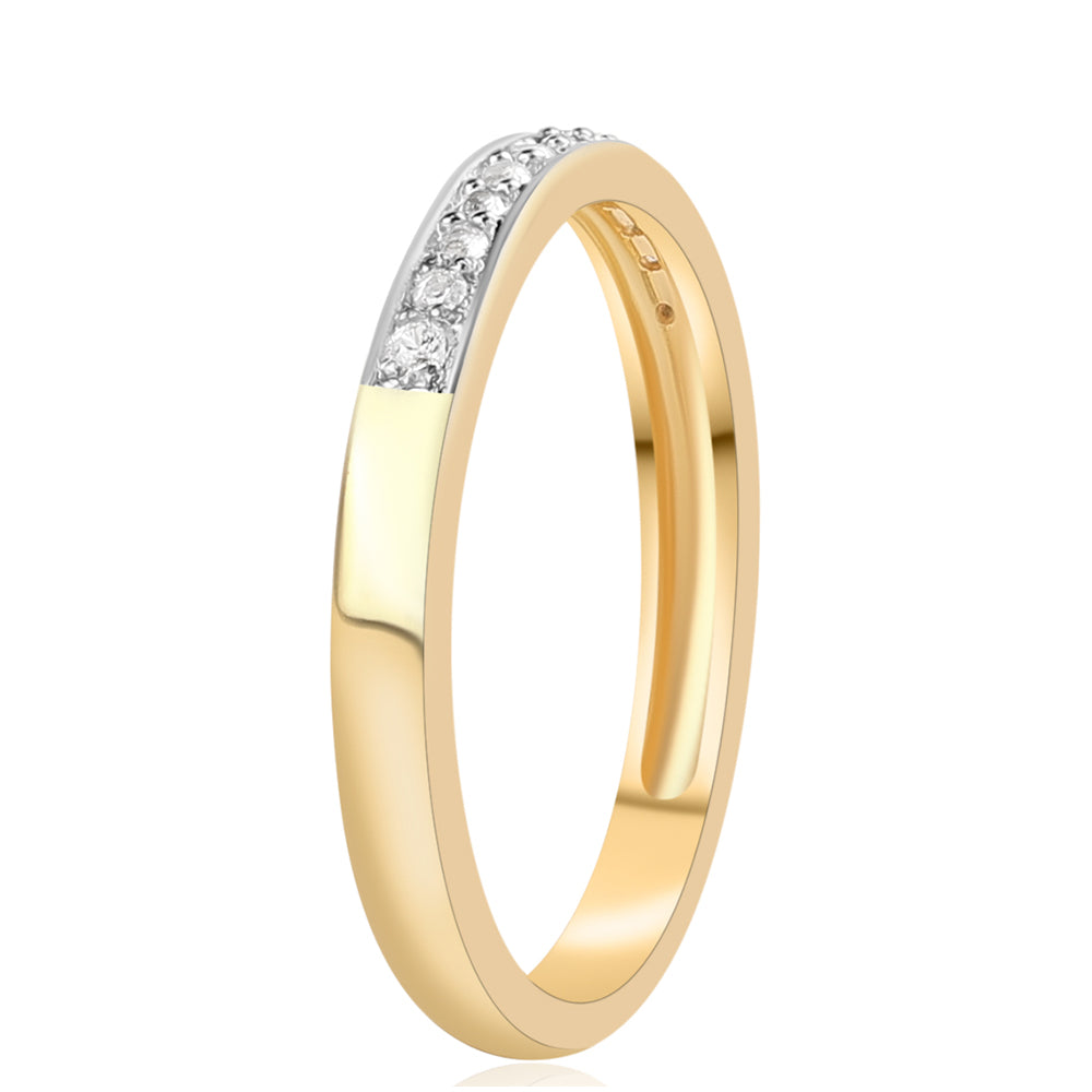 Inel din Argint 925 Placat cu Aur ( 2.04 grame ) cu Diamant Roșu și Topaz Alb 0.13 Carate 5 