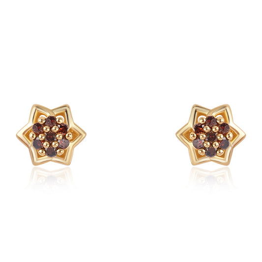 Cercei din Argint 925 Placat cu Aur ( 1.34 grame ) cu Diamant Roșu 0.14 Carate