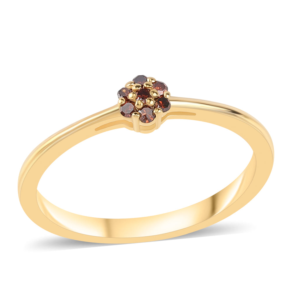 Inel din Argint 925 Placat cu Aur ( 1.7 grame ) cu Diamant Roșu 0.09 Carate