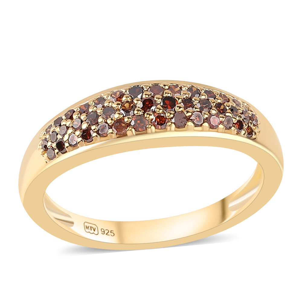 Inel din Argint 925 Placat cu Aur ( 2.41 grame ) cu Diamant Roșu 0.33 Carate 1 