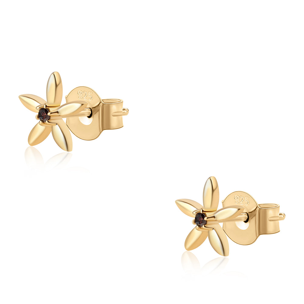 Cercei din Argint 925 Placat cu Aur ( 0.87 grame ) cu Diamant Roșu 0.03 Carate 2 