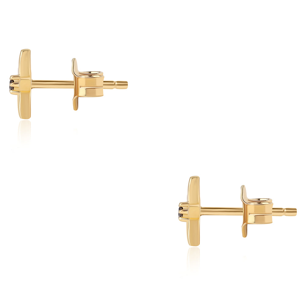 Cercei din Argint 925 Placat cu Aur ( 0.87 grame ) cu Diamant Roșu 0.03 Carate 6 