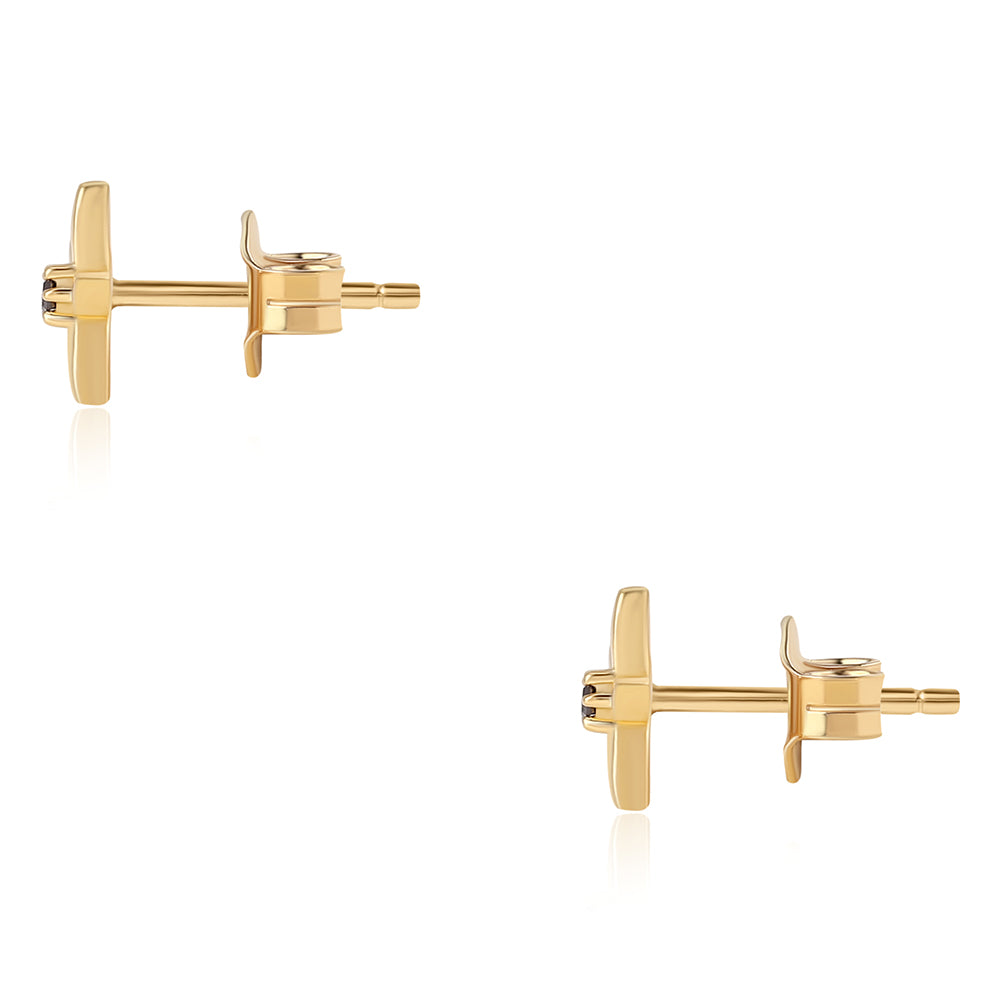 Cercei din Argint 925 Placat cu Aur ( 0.87 grame ) cu Diamant Roșu 0.03 Carate 3 