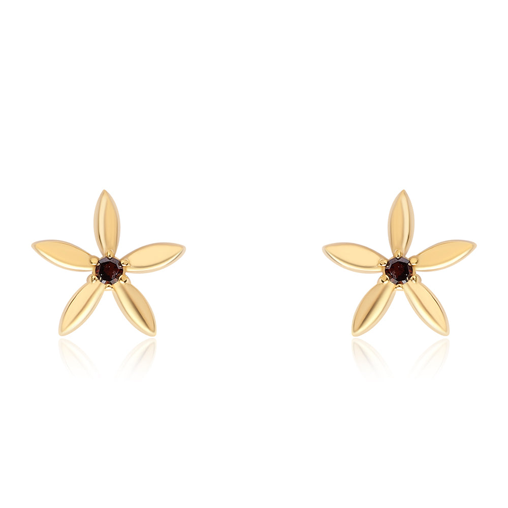 Cercei din Argint 925 Placat cu Aur ( 0.87 grame ) cu Diamant Roșu 0.03 Carate 4 