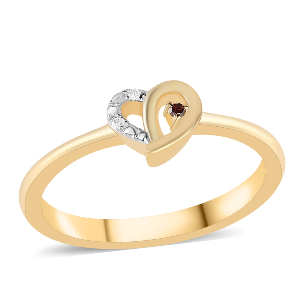 Inel din Argint 925 Placat cu Aur ( 2.33 grame ) cu Diamant Roșu și Diamant Alb 0.02 Carate 4 