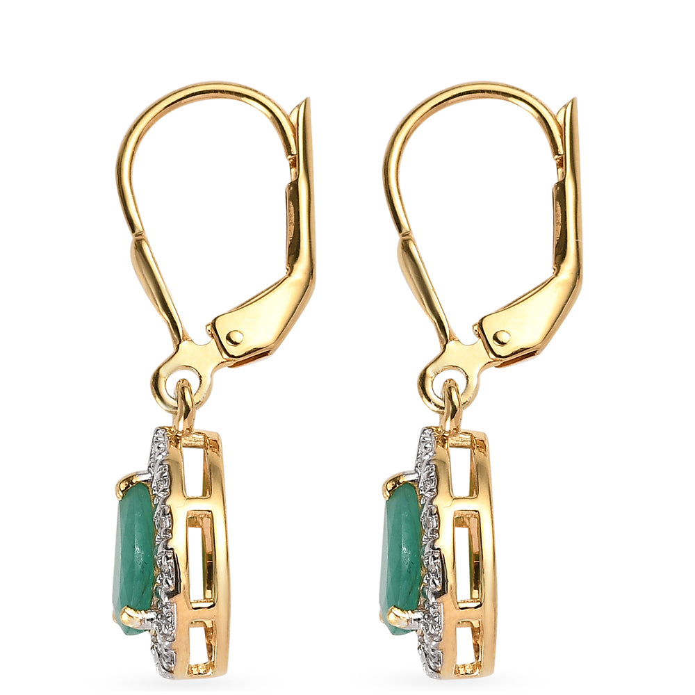 Set din Argint 925 Placat cu Aur ( 6.09 grame ) cu Rubin Thailandez și Smarald Brazilian 6.75 Carate ( Cercei )